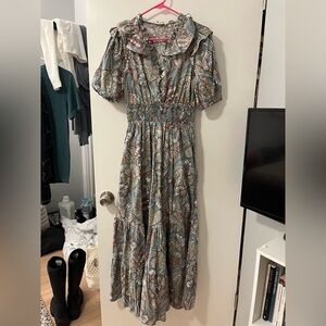 MELLODAY Multicolor Puff Sleeve Maxi Dress